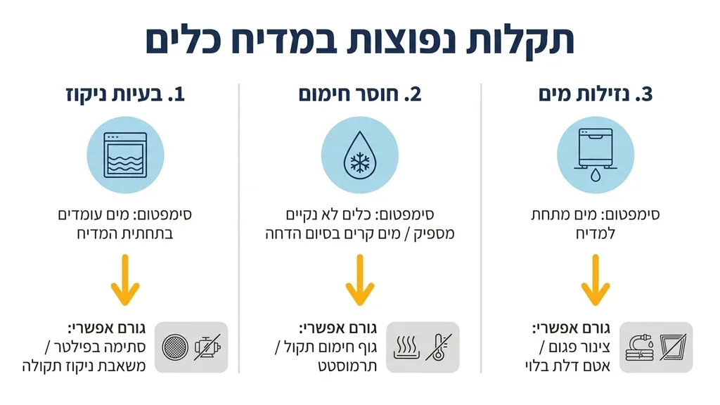 טכנאי מדיחי כלים בודק פילטר תחתון של מדיח פתוח במטבח