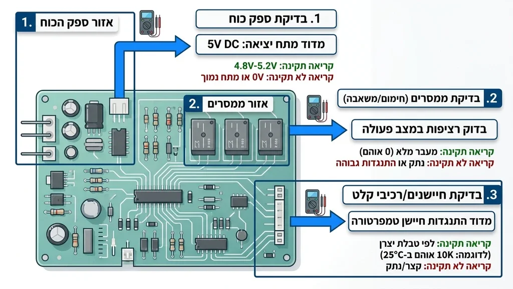 אבחון תקלה חשמלית בכרטיס פיקוד של מדיח כלים