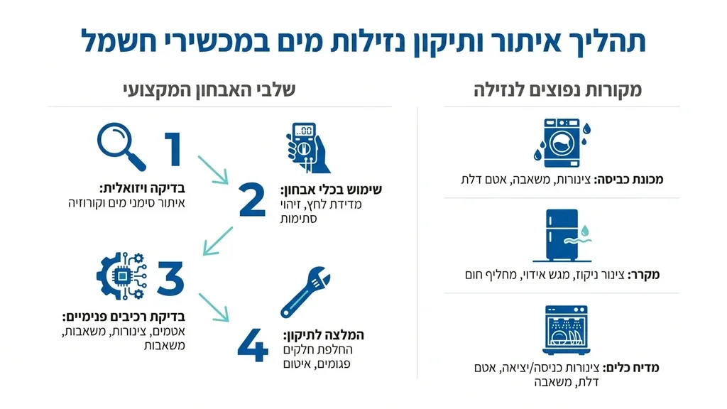 נוצר על ידי מודל בינה מלאכותית Gemini Pro טכנאי מקררים מקצועי מאבחן תקלה בחלקו האחורי של המקרר