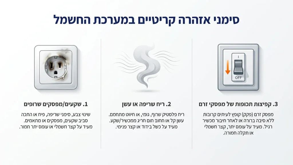 שקע חשמל שרוף המהווה סכנה בטיחותית
