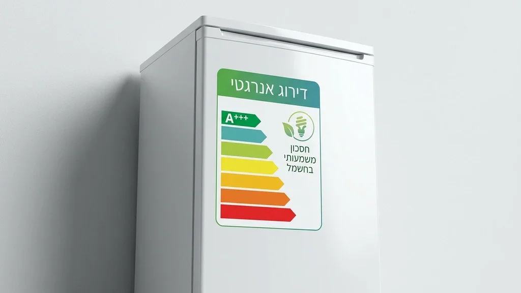 תווית דירוג אנרגטי ירוקה על מכשיר חשמלי ביתי