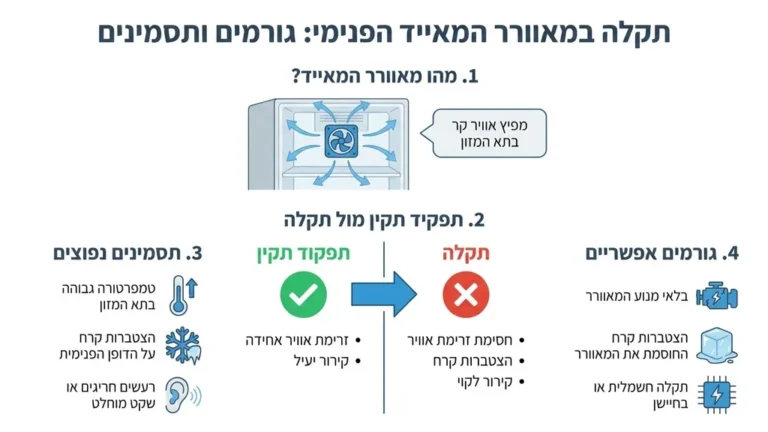 טכנאי בודק את מערכת האוורור הפנימית בתא ההקפאה