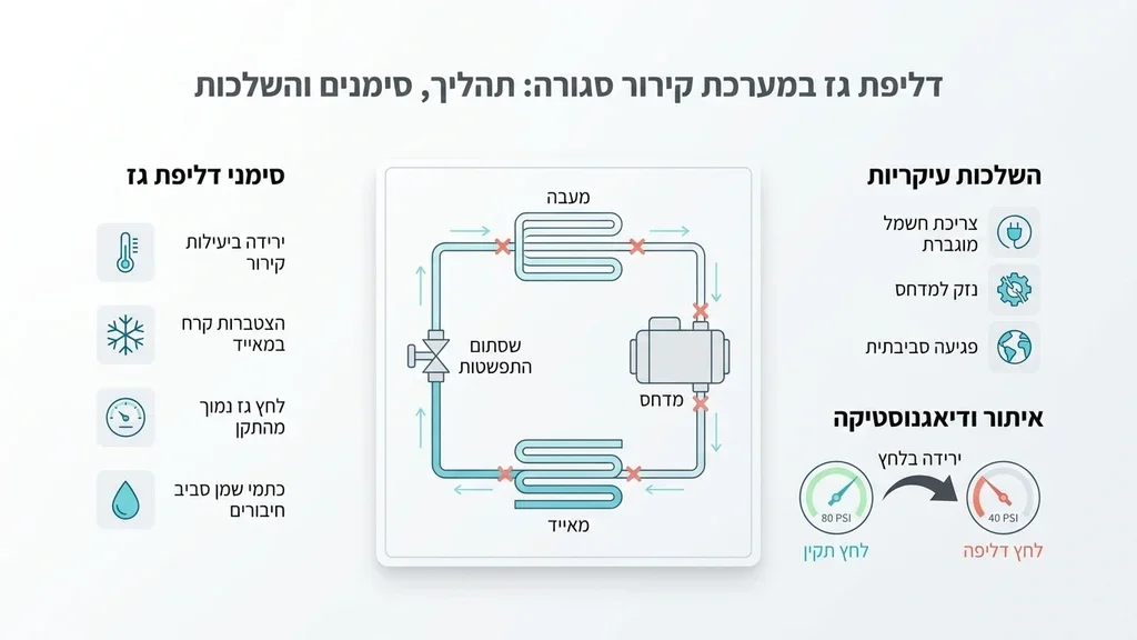 בדיקת לחץ גז במערכת הקירור על ידי ציוד מקצועי