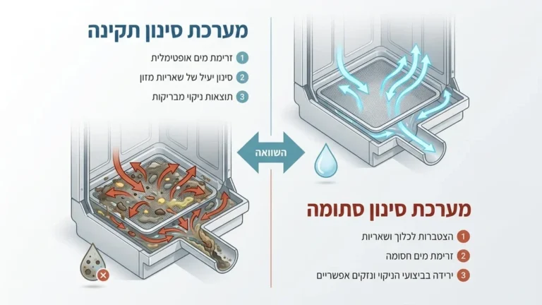 מסנן מדיח כלים סתום בשאריות מזון