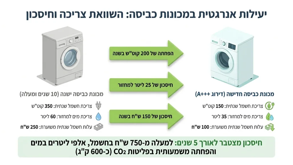 מכונת כביסה מודרנית וחסכונית באנרגיה